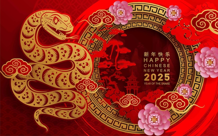 Vecteur bonne année chinoise 2025 année du serpent