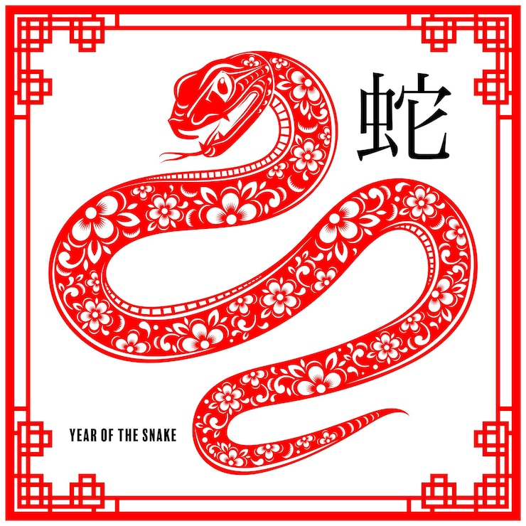 Vecteur bonne année chinoise 2025, le signe du zodiaque du serpent.