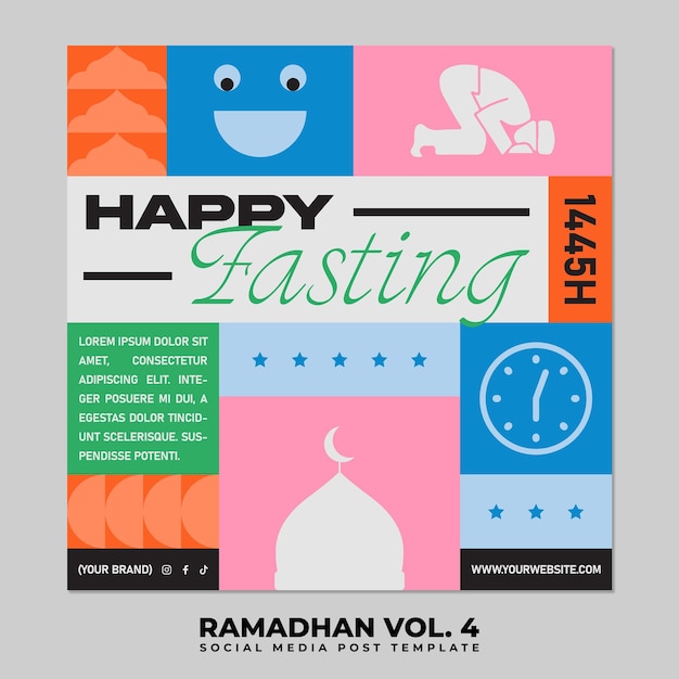 Bonne Année à Eid Mubarak Post D'illustration Sur Les Médias Sociaux Ramadan Ou Ramadan Kareem Design Du Carré Islamique
