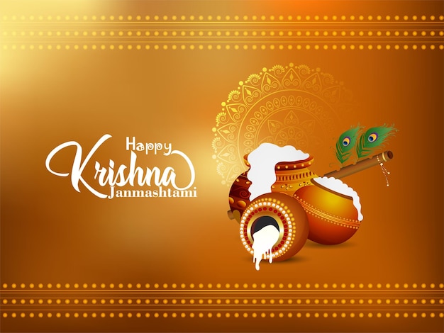 Bonne année à Krishna Janmashtami à l'arrière-plan de l'illustration vectorielle