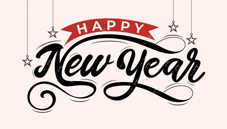 Vecteur bonne année lettrage design vintage