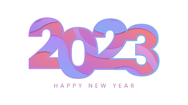 Bonne année logo 2023 Dégradé papier découpé