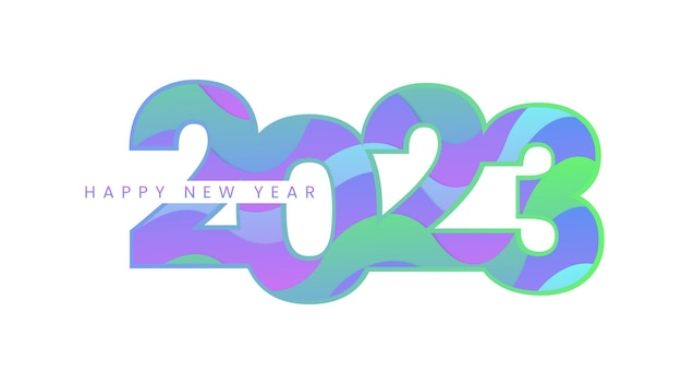 Bonne année logo 2023 Dégradé papier découpé