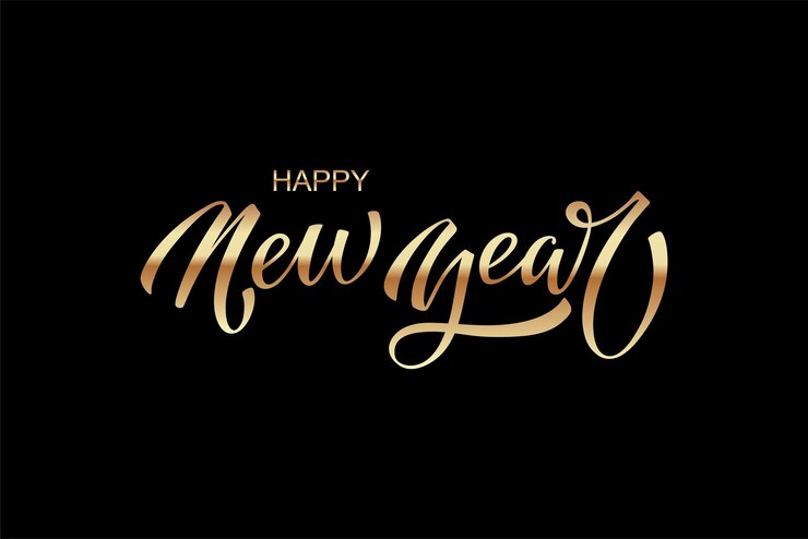 Vecteur bonne année main lettrage calligraphie vecteur vacances illustration élément typographique