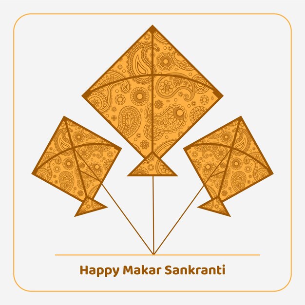 Bonne Année Makar Sankranti Design D'affiche Avec L'art Du Gujarat