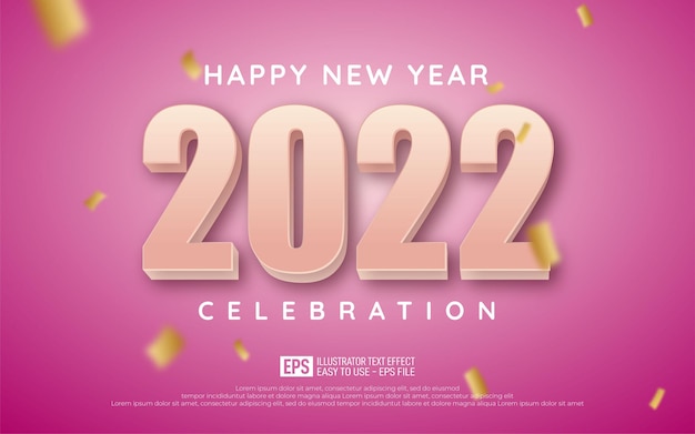 Bonne Année Numéro De Texte Modifiable 2022 Avec Style Rose Doux 3d Sur Fond Magenta