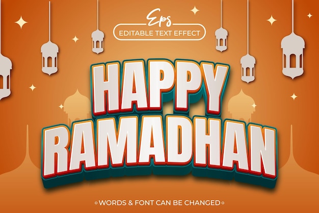 Vecteur bonne année ramadhan modèle d'effet de texte modifiable