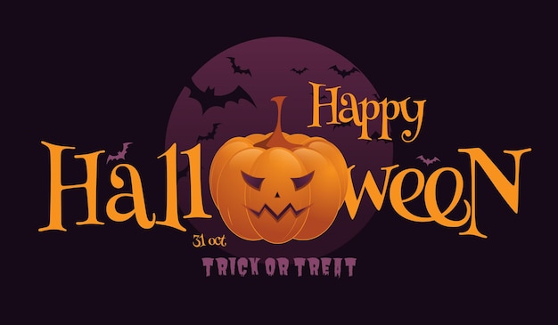 Bonne carte d'Halloween avec de la citrouille et des chauves-souris