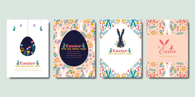 Vecteur bonne carte de vœux de pâques, bannière commerciale de mode, couverture de médias sociaux avec un design plat
