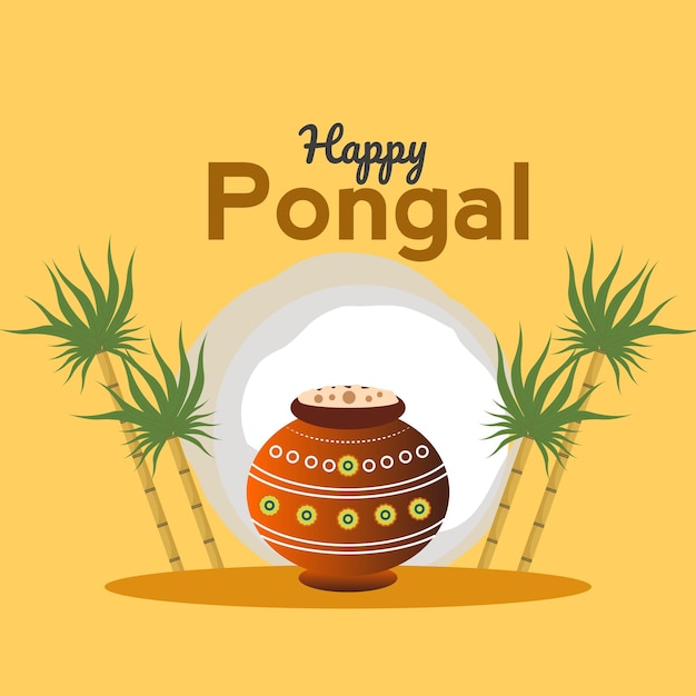 Bonne carte de voeux Pongal sur fond blanc