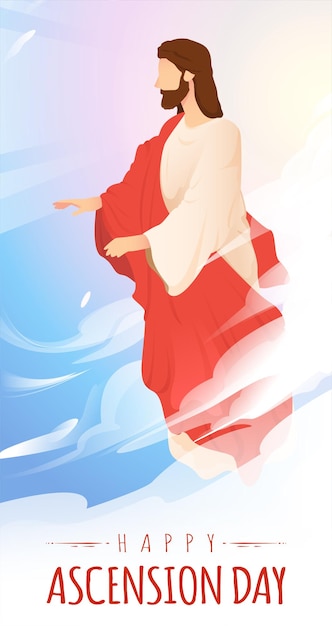 Bonne Conception Du Jour De L'ascension Avec Jésus-christ Au Paradis Illustration Vectorielle Sacrifice Du Messie