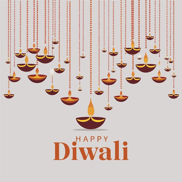 Bonne conception de fond de Diwali avec des bougies de Diwali suspendues