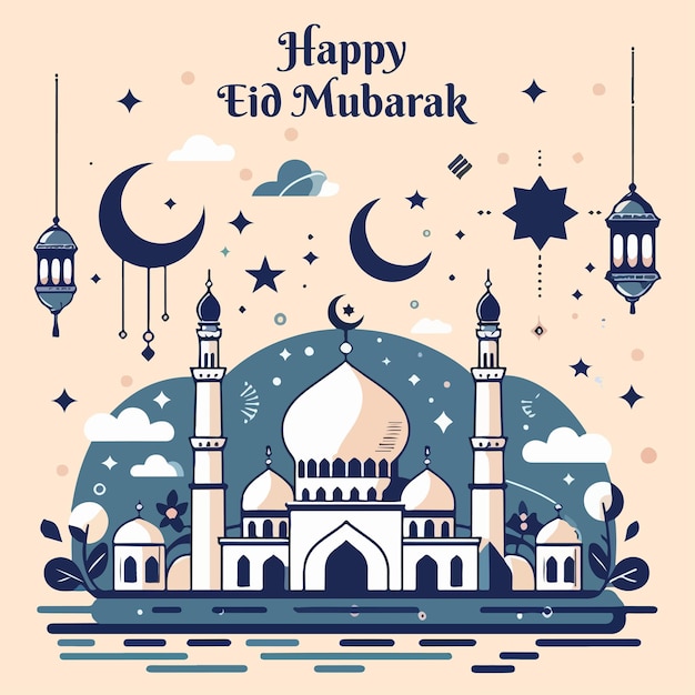 Vecteur bonne eid mubarak modèle vecteur pour les médias sociaux post