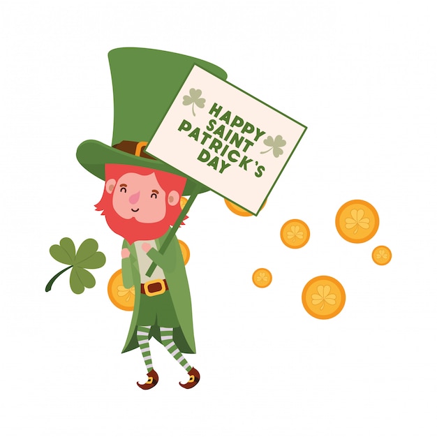 Bonne étiquette de saint patricks day avec personnage de lutin