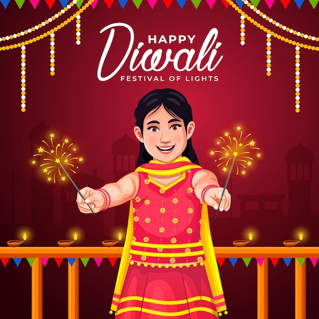 Bonne fête indienne de Diwali modèle de conception d'affiche créative