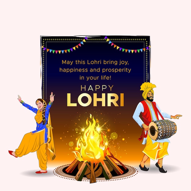 Vecteur bonne fête de lohri fond traditionnel indien sikh