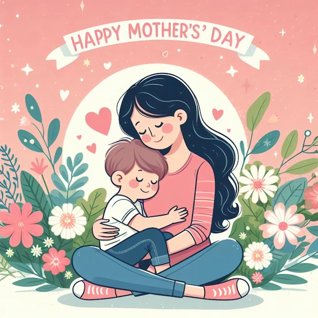 Bonne fête des mères pour une mère et son enfant