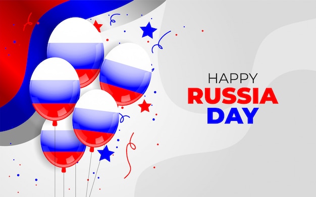 Bonne Fête De La Russie Avec Ballon Et Décoration De Drapeau