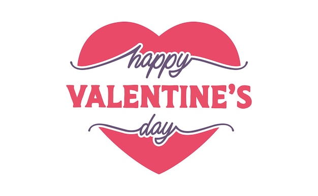 Bonne fête de la Saint-Valentin Banner calligraphique élégant et mignon logo de la Saint-Valentin