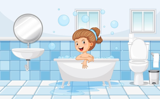 Bonne Fille De Prendre Un Bain