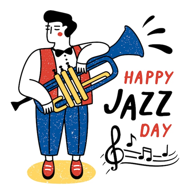 Bonne Journée De Jazz. Performance De Musicien. Illustration Vectorielle Pour La Journée Internationale Du Jazz