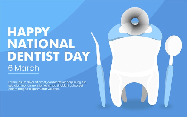 Bonne Journée Nationale Du Dentiste Avec Vecteur De Dents Propres Utilisé Pour L'affiche De Fond De Bannière