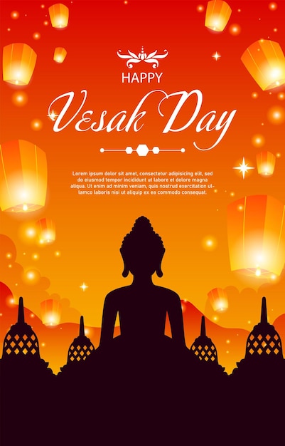 Bonne journée de Vesak affiche verticale bannière