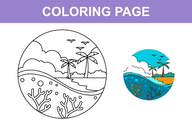 Bonne Page De Coloriage De Vacances D'été à La Plage Pour L'activité Des Enfants