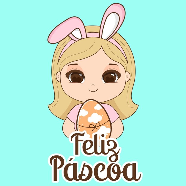 Bonne Pâques à la fille mignonne Vector