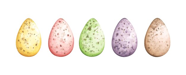 Bonne Pâques Set D'aquarelle D'œufs De Pâques Colorés éléments De Conception Pour Les Cartes De Fête