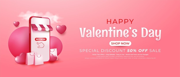 Bonne Saint Valentin Vente Bannière Magasin D'achat En Ligne