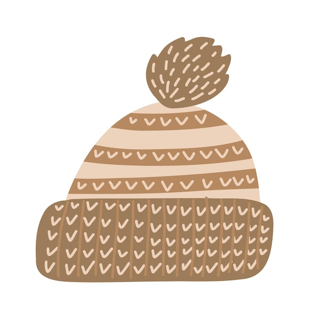 Bonnet en laine d'hiver marron cap simple dessin illustration vectorielle