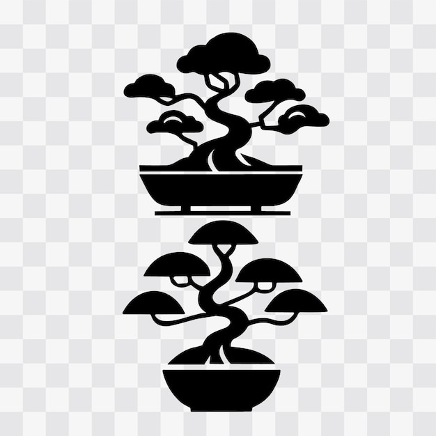 Vecteur bonsaï de couleur noire, arbre d'art vectoriel, illustration vectorielle, bonsaï japonais
