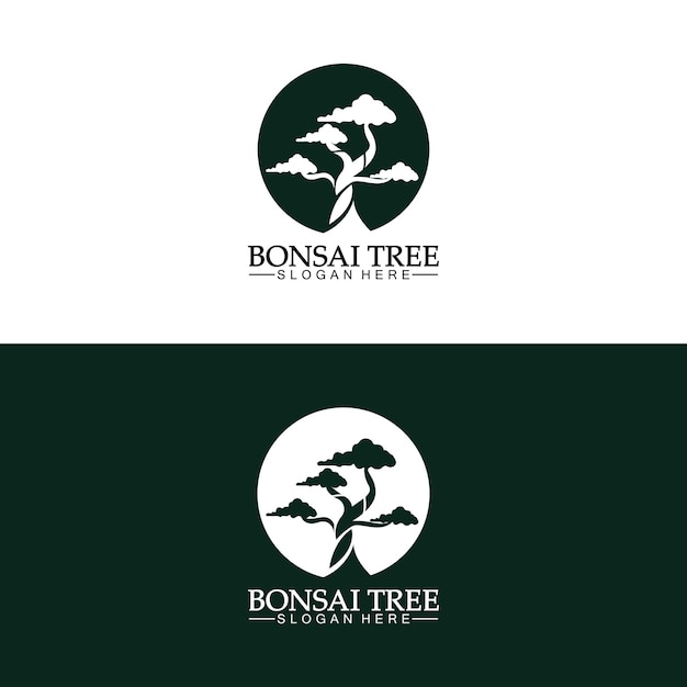 bonsai logo design silhouette icône vecteur