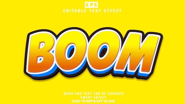 Boom Comic 3d Vecteur D'effet De Texte Modifiable Avec Fond