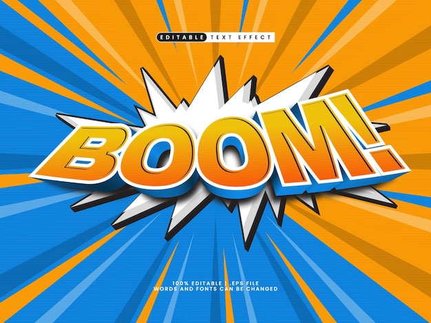 Boom effet de texte 3D modifiable dans le style de bande dessinée