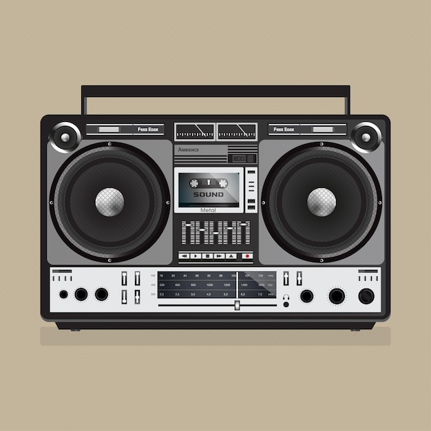 Boombox Magnétophone Illustration Vecteur Stock Basse