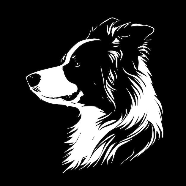 Border Collie Logo Minimaliste Et Plat Illustration Vectorielle