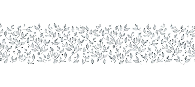 Bordure De Brosse Sans Couture Avec Modèle De Fond De Cadre Floral Design Végétal Avec Feuilles Branches Bordures Sans Soudure Cadre De Verdure