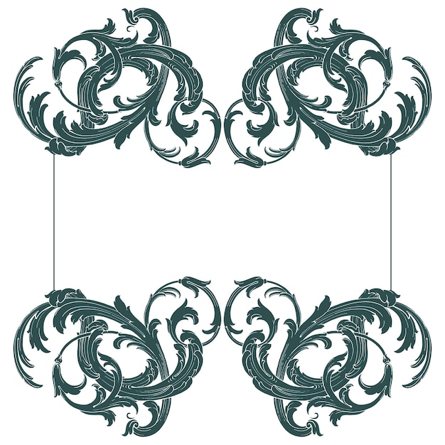 Bordure Et Cadre De Style Baroque. éléments D'ornement Pour Votre Conception. Couleur Noir Et Blanc. Décoration De Gravure Florale