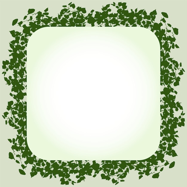 Bordure carrée de silhouettes branches d'arbres à feuilles caduques avec des feuilles vertes
