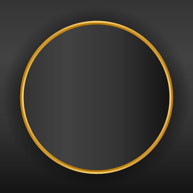 Bordure de cercles d'or, cadre rond sur fond sombre.