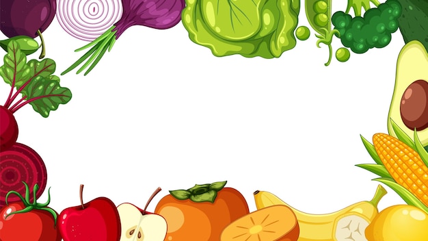 Bordure colorée de cadre de fruits et légumes
