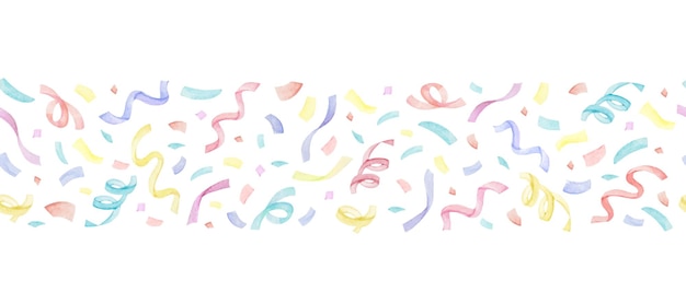 Vecteur bordure de confettis colorés vecteur aquarelle avec un motif répétitif