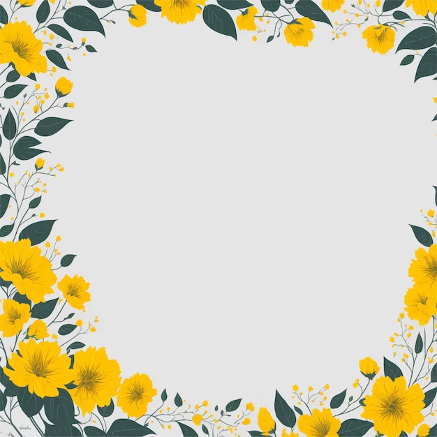 Vecteur bordure de fleurs jaunes sur fond blanc