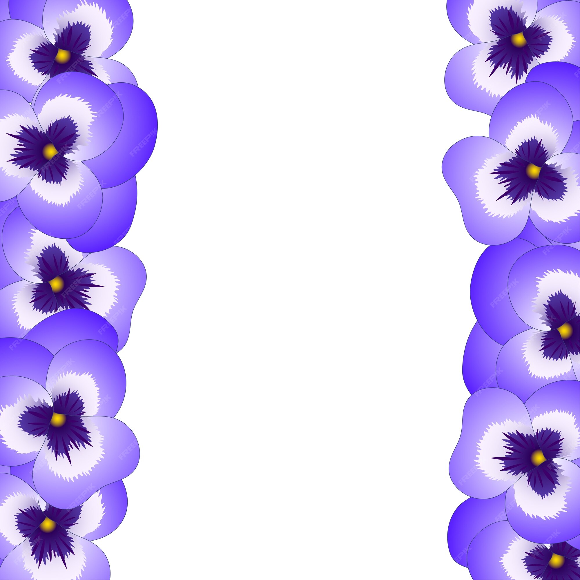 Bordure De Fleurs De Pensée Violette | Vecteur Premium