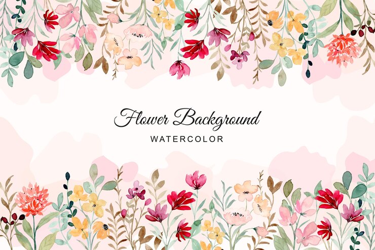 Vecteur bordure de fleurs sauvages colorées à l'aquarelle