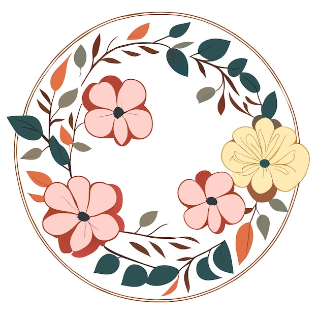 Bordure Florale Artistique Art Vectoriel Minimaliste