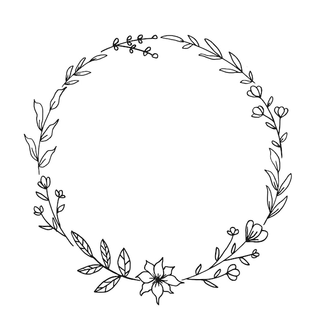 Vecteur une bordure florale de cercle sur fond blanc