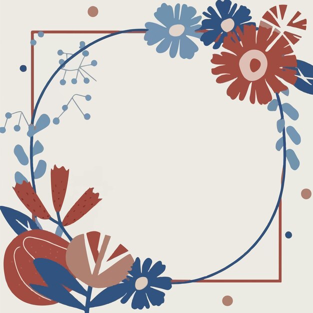 bordure florale avec espace de copie illustration rouge et bleue